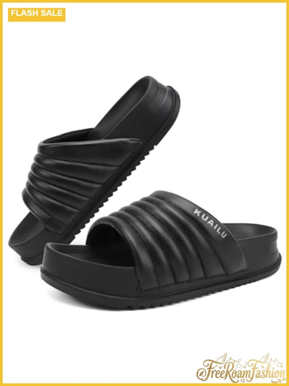 Women's Arch Support Platform Slide Sandals Slingback Faux Leather